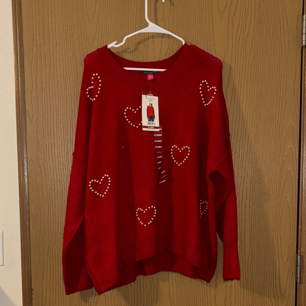 Vince Camuto Red Heart Sweater